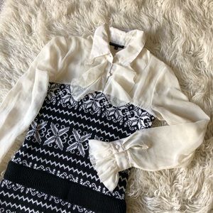 Sweater Dress With Sheer Upper, Size S